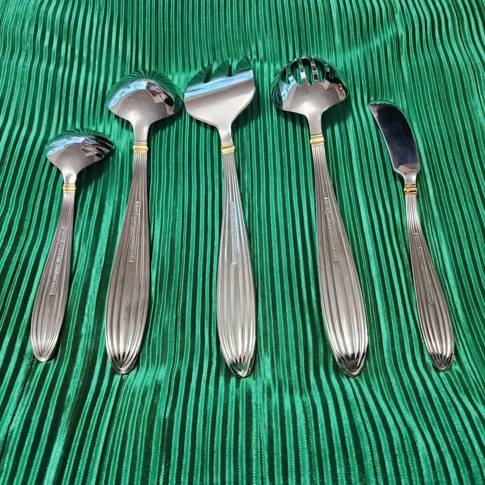 Reed & Barton GOLDEN JUBILEE 5 Piece Serving  Set Glosy 18/8 KOREA Lightly Used